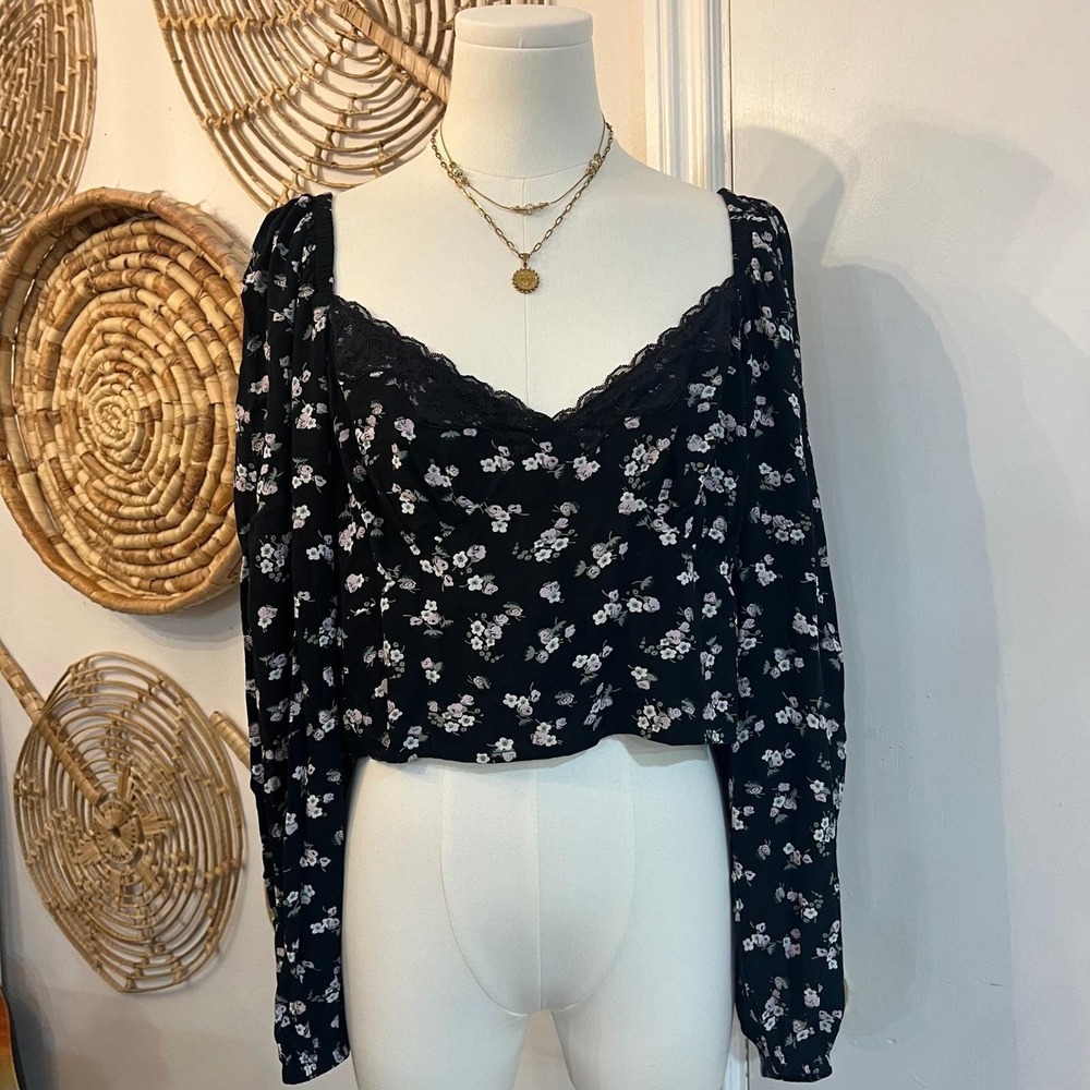 BP Black Floral Crop Top